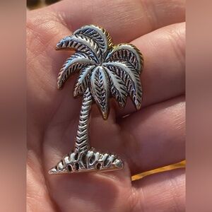 BEST Palm Tree Silver Tone Pin brooch pendant